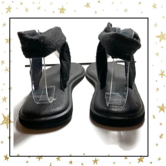 Sanuk Black Fabric Sling Thong Sandals 8 - Picture 4 of 5